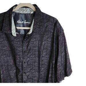 Robert Graham Shirt Mens 2XL Gray Paisley Classic Fit‎ Button Up Cotton Casual